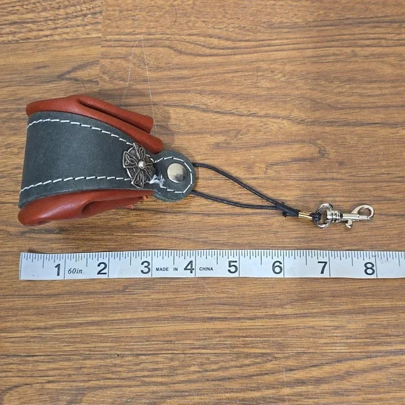 HANDMADE LEATHER DRAWSTRING DICE BAG CHANGE PURSE BAG CHARM - Picture 6 of 8